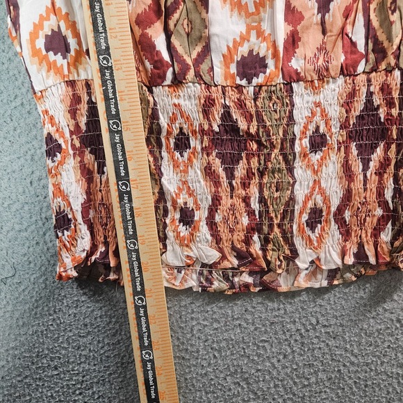 NEW Savanna Jane Cropped Top Women Medium Wide Neck Aztec Print Earth Tone - Picture 8 of 9
